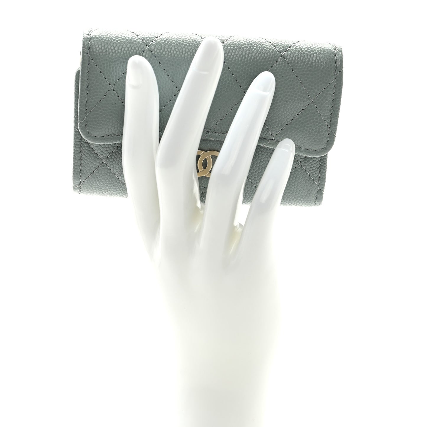 Caviar Quilted Classic 4 Key Holder Wallet Grey