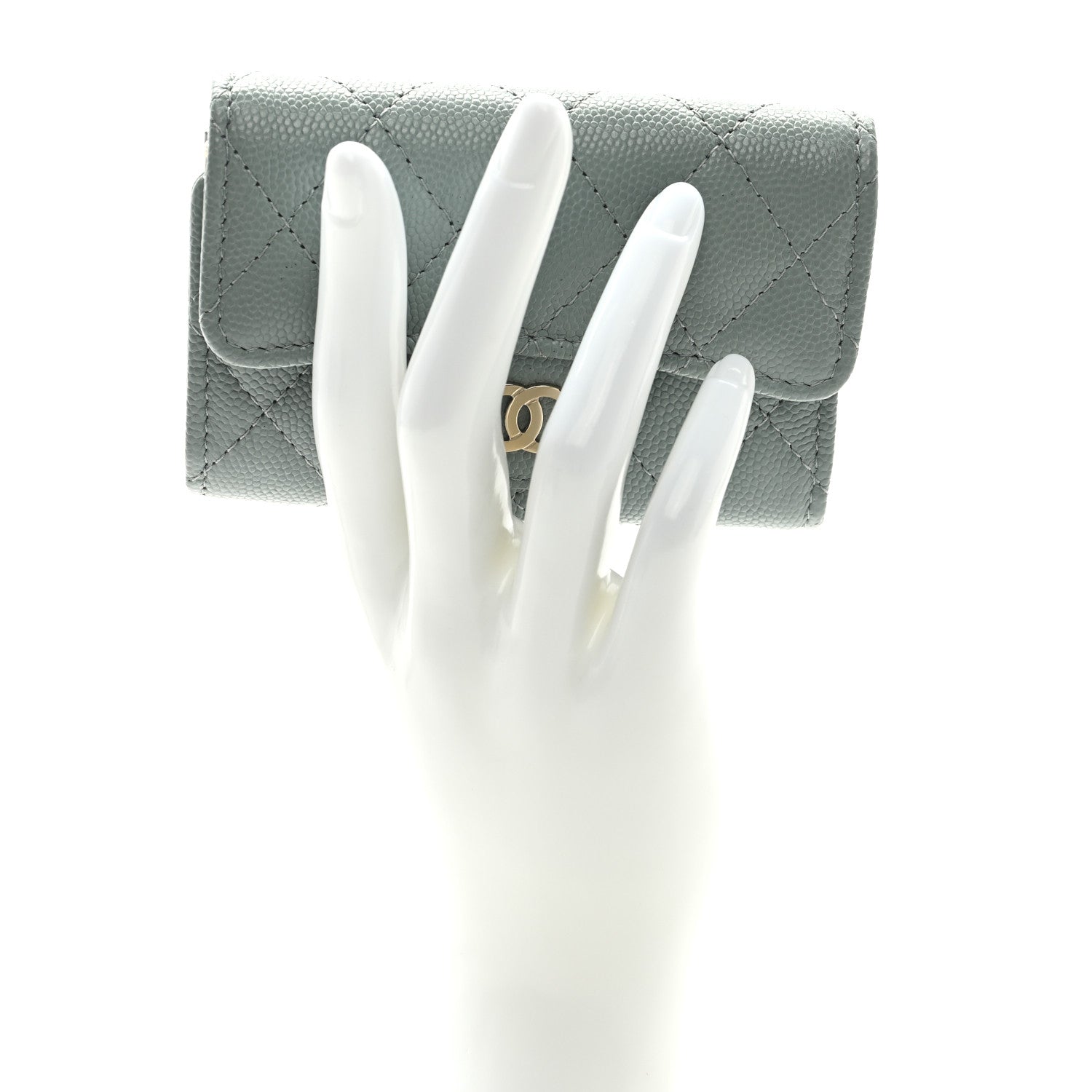 Chanel Caviar Quilted Classic 4 Key Holder Wallet Grey 2 of 9