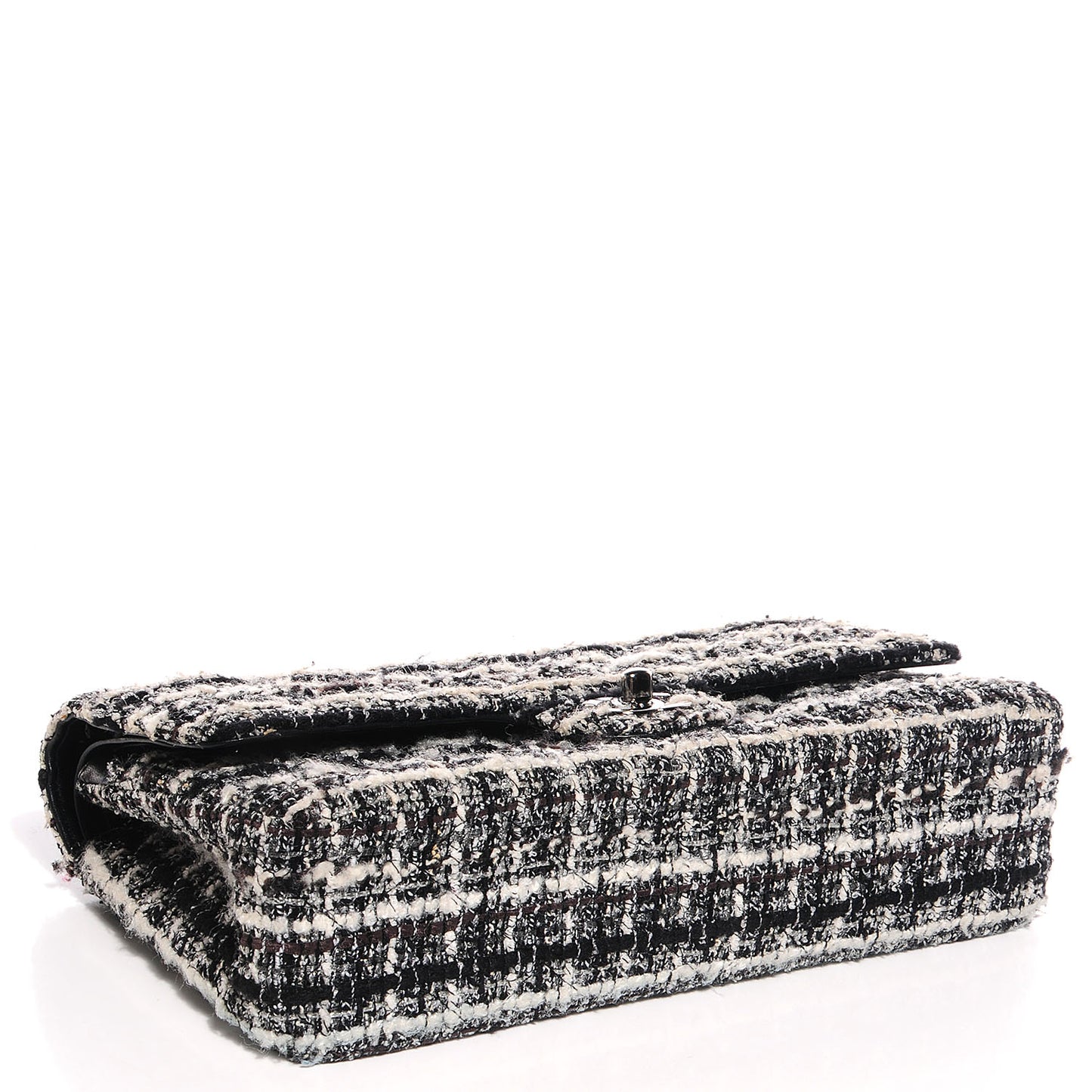 Tweed Medium Double Flap Black White