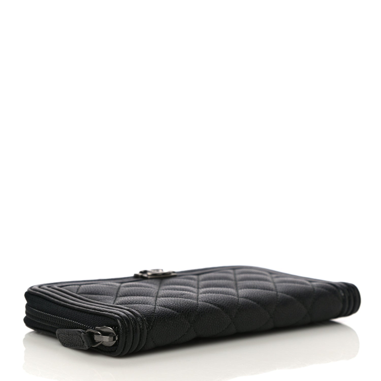 Chanel Caviar Quilted Boy Long Zip Around Wallet Black 4 of 11