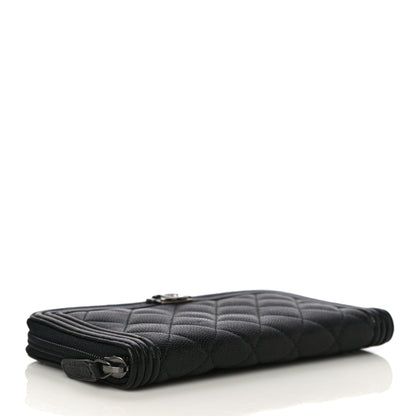 Chanel Caviar Quilted Boy Long Zip Around Wallet Black 4 of 11