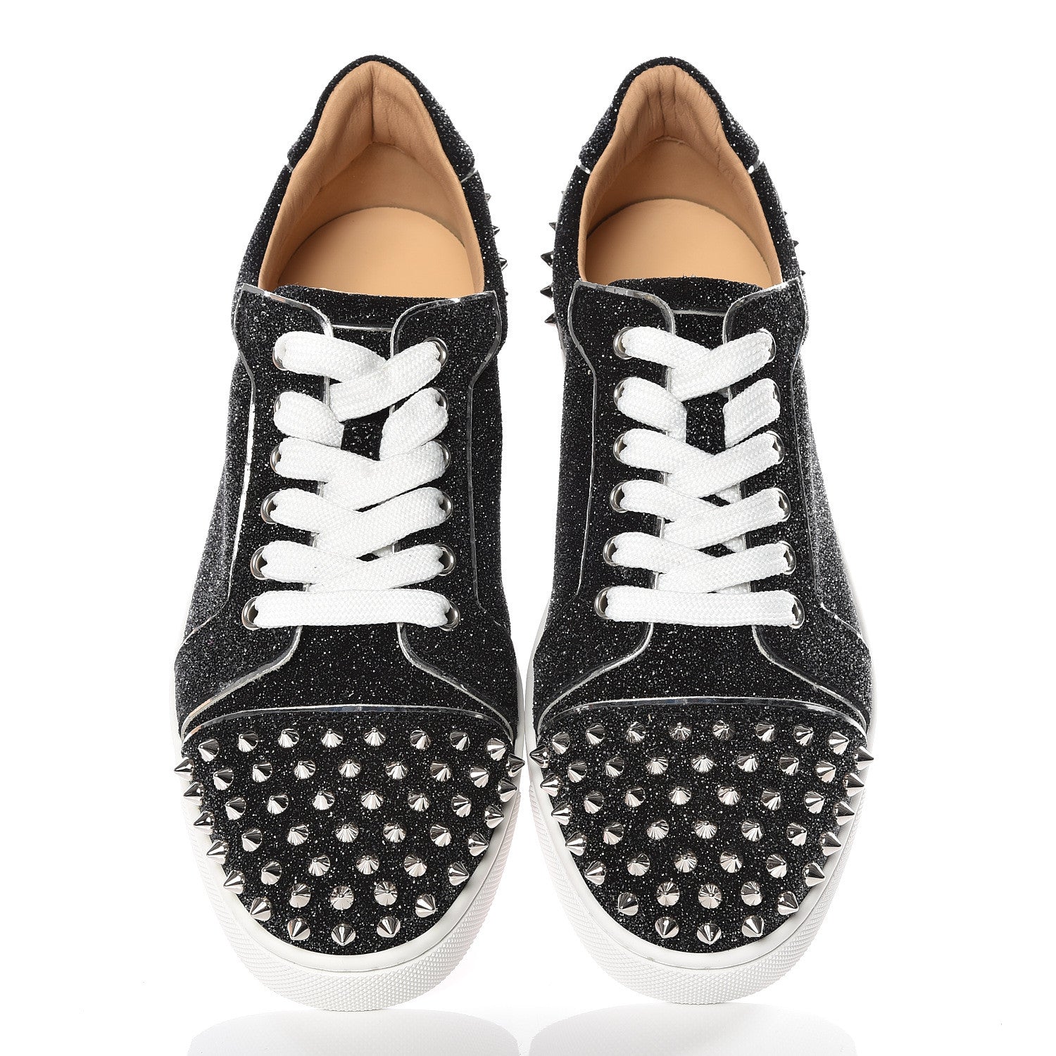 Christian Louboutin Crosta Womens Vieira Spiked Flat Comete Sneakers 39.5 Black Silver 4 of 11