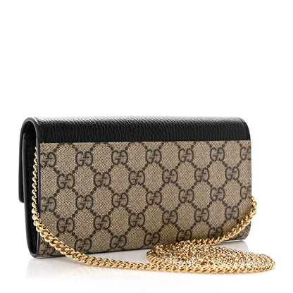 Gucci Dollar Calfskin GG Supreme Monogram Petite GG Marmont Wallet Chain Bag Black Beige Ebony 4 of 8