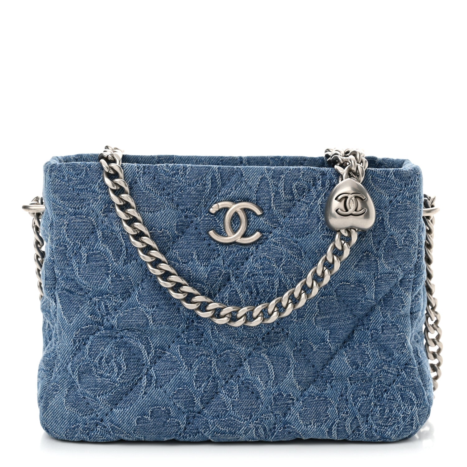 Chanel Denim Quilted Camellia Sweetheart Small Hobo Blue 1 of 12