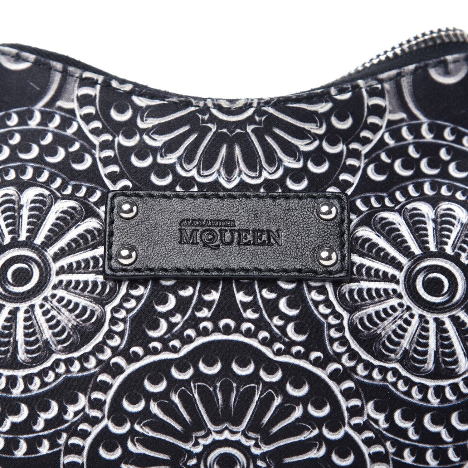 Alexander McQueen Silk Floral De Manta Clutch Black Silver 10 of 11