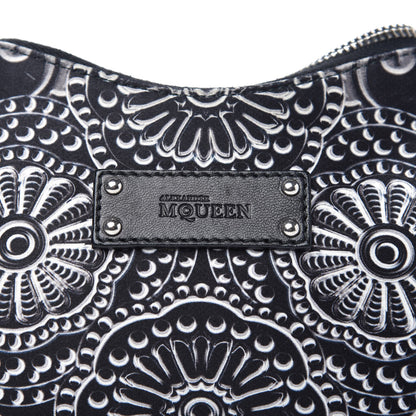 Alexander McQueen Silk Floral De Manta Clutch Black Silver 10 of 11