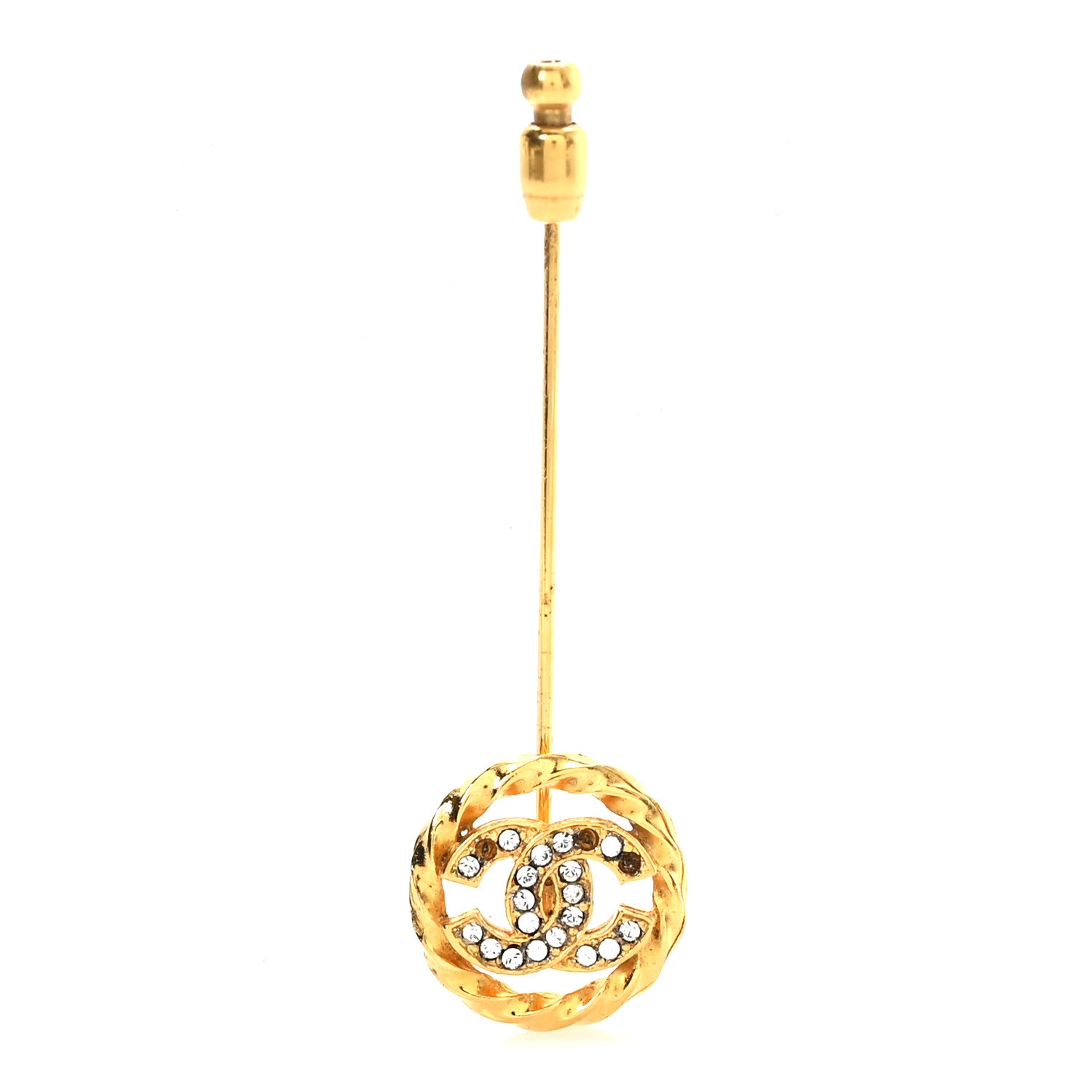 Chanel Crystal CC Pin Brooch Gold 1 of 5