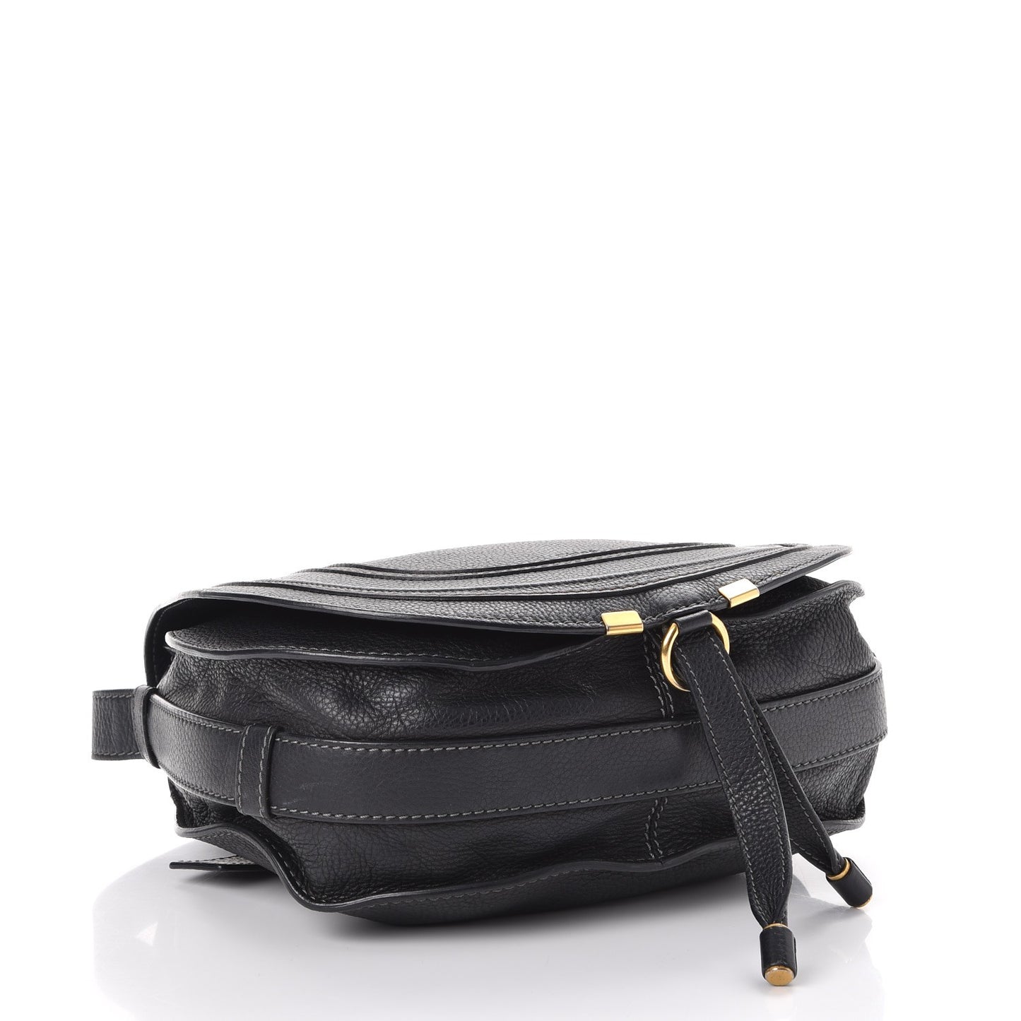Calfskin Medium Marcie Round Crossbody Bag Black