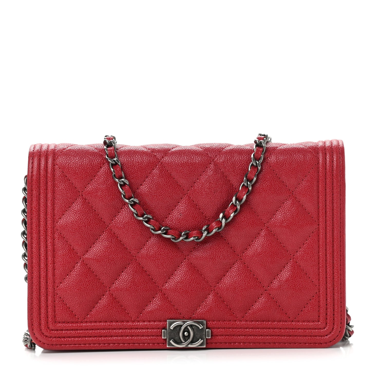 Caviar Quilted Boy Wallet On Chain WOC Red