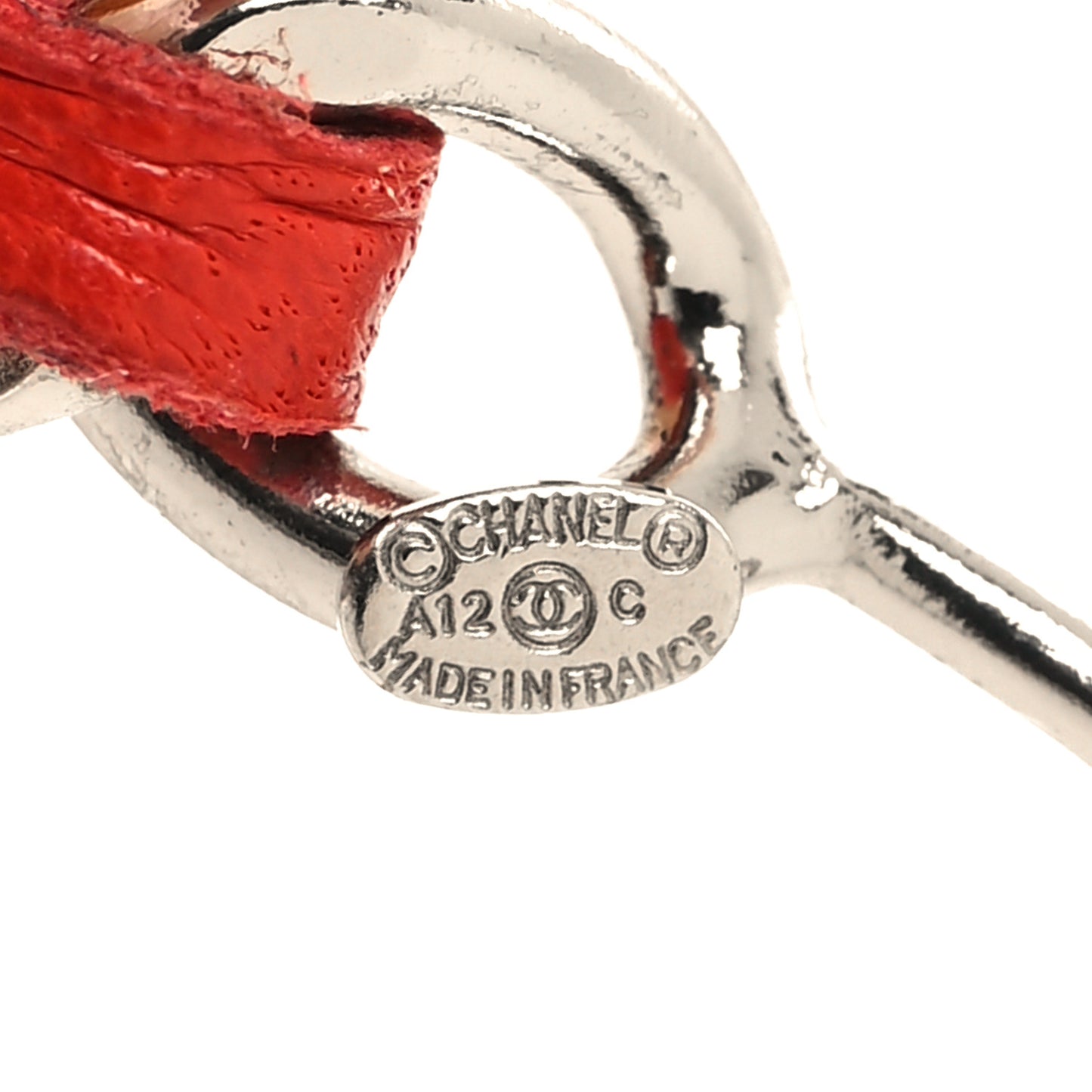 Lambskin Chain Logo Belt Red Silver