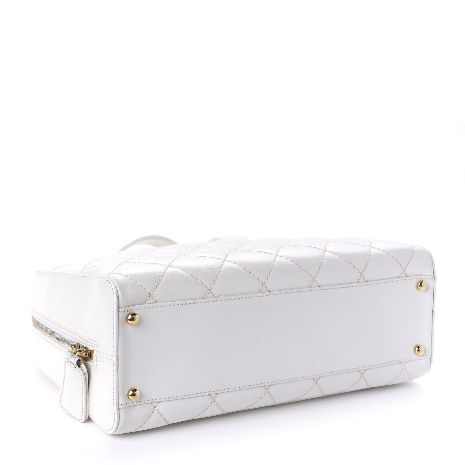 Chanel Calfskin Contrast Stitch Surpique Bowler White 4 of 14