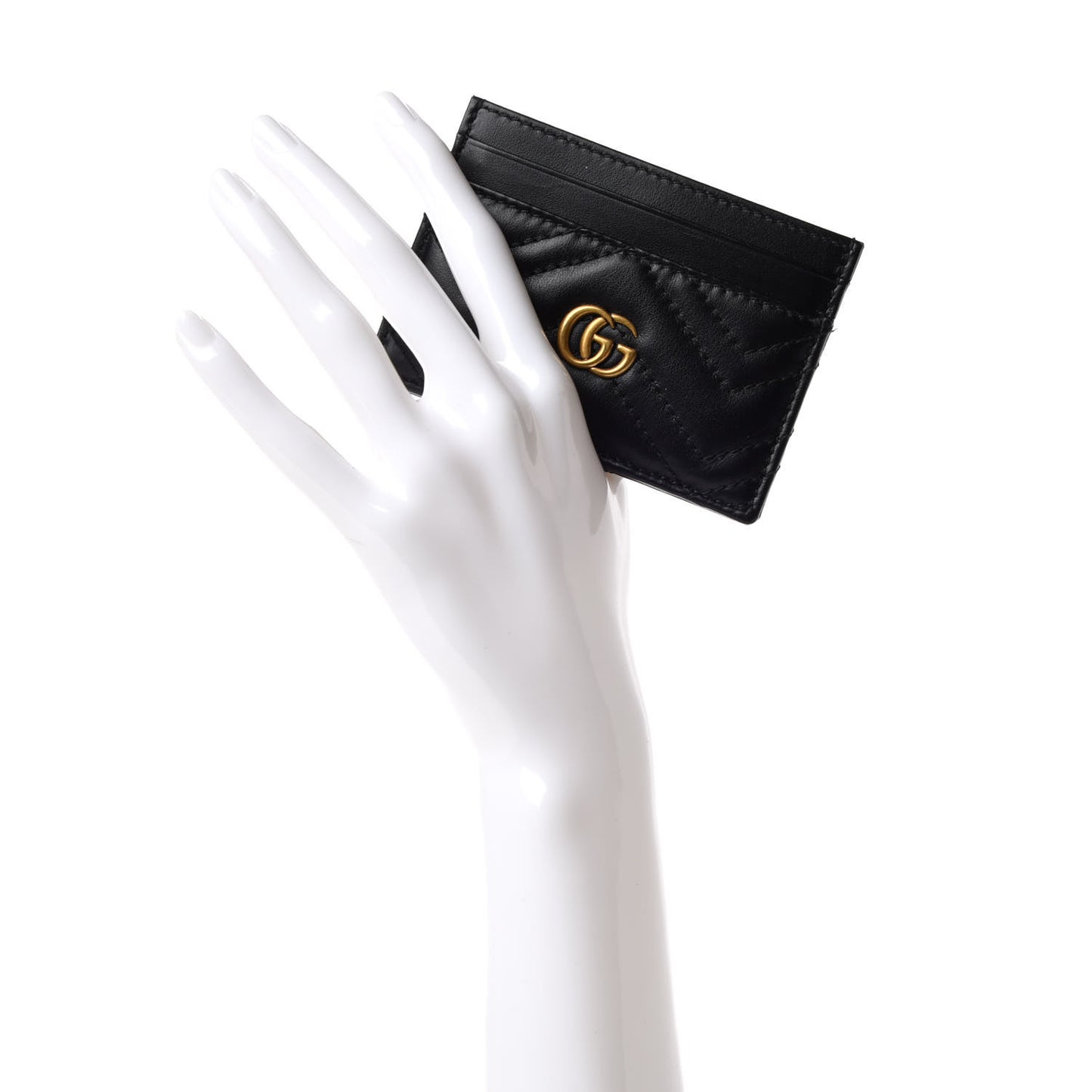 Calfskin Matelasse GG Marmont Card Holder Black
