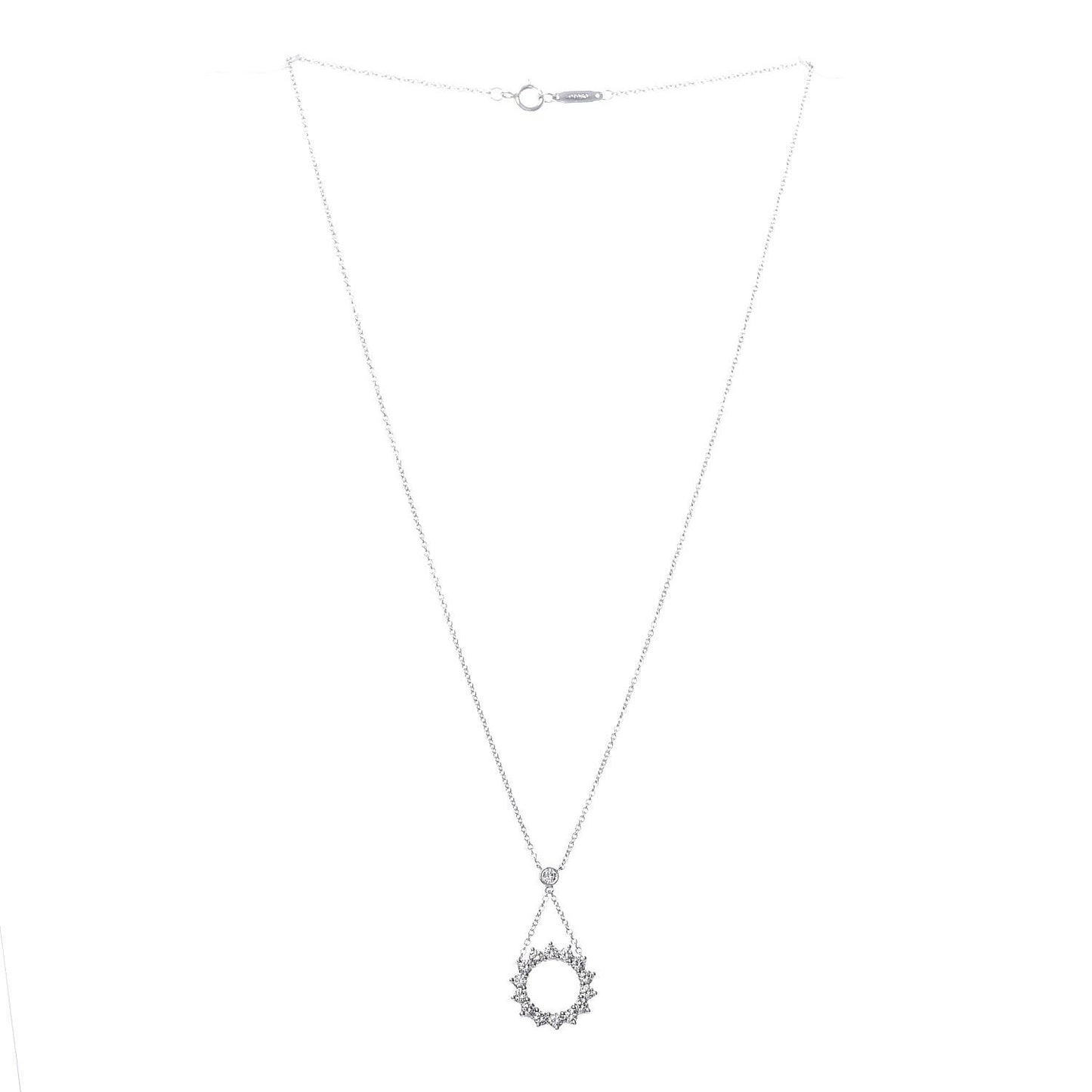 Platinum Diamond Small Open Circle Pendant Necklace
