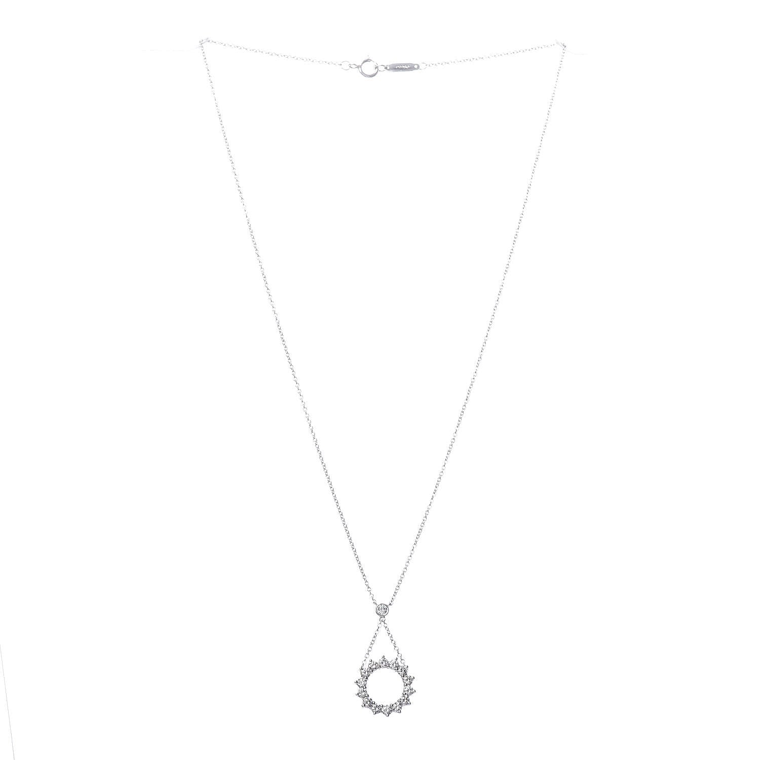 Tiffany Platinum Diamond Small Open Circle Pendant Necklace 3 of 6