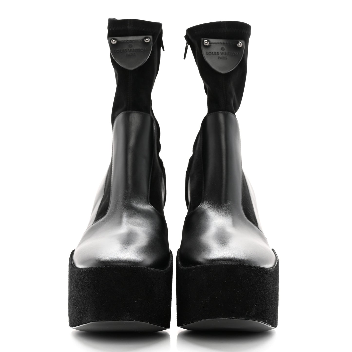 Suede Calfskin Monogram Podium Platform Ankle Boots 37 Black