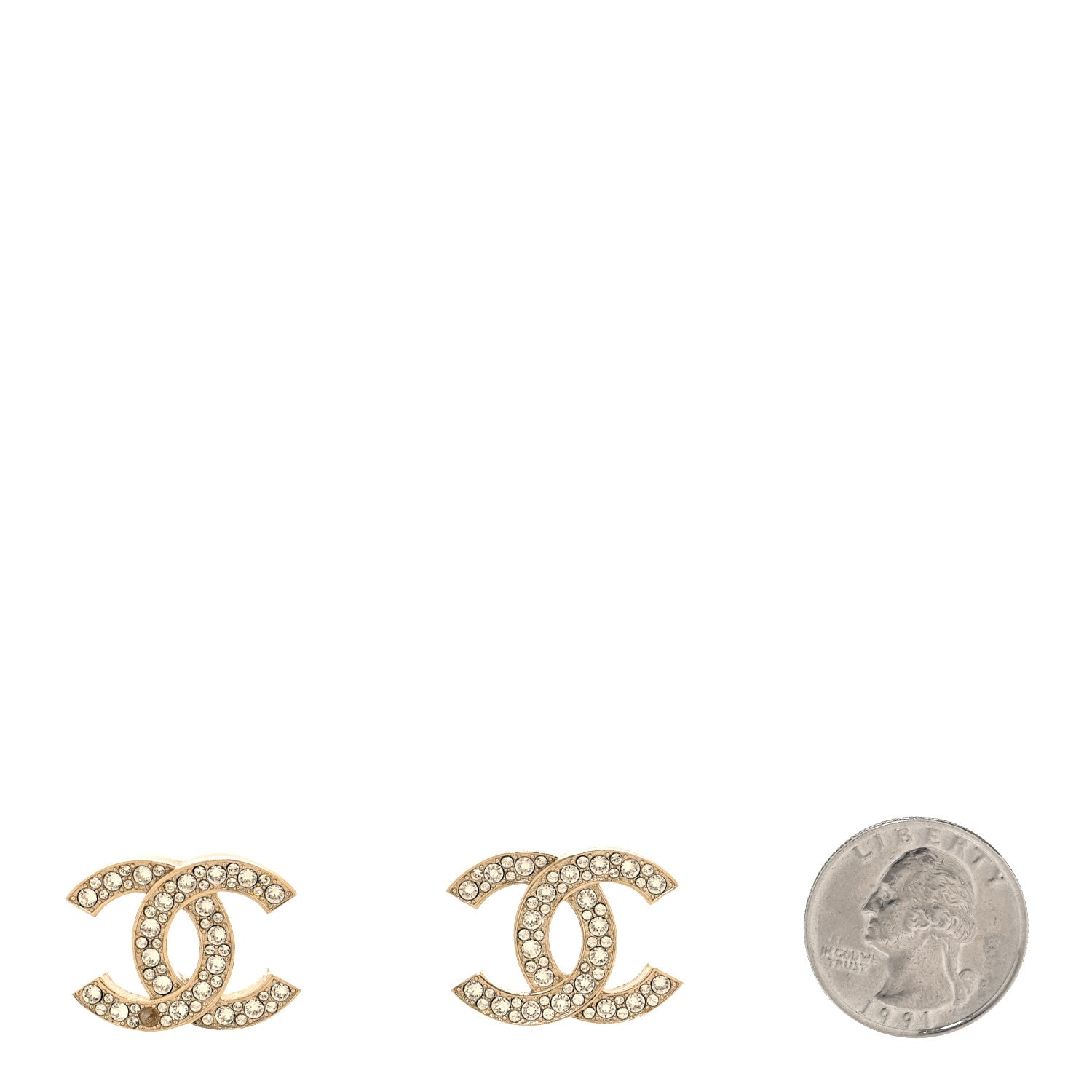 Chanel Crystal CC Earrings Light Gold 2 of 5