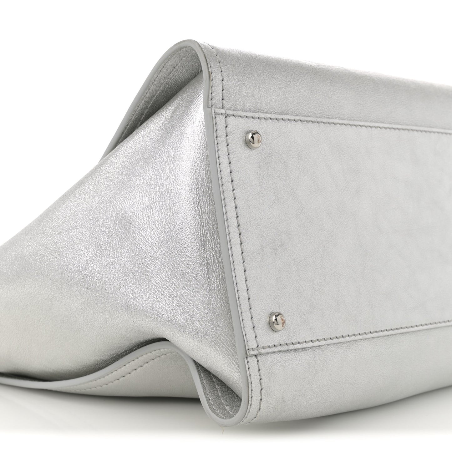 Metallic Calfskin Medium Deauville Tote Silver