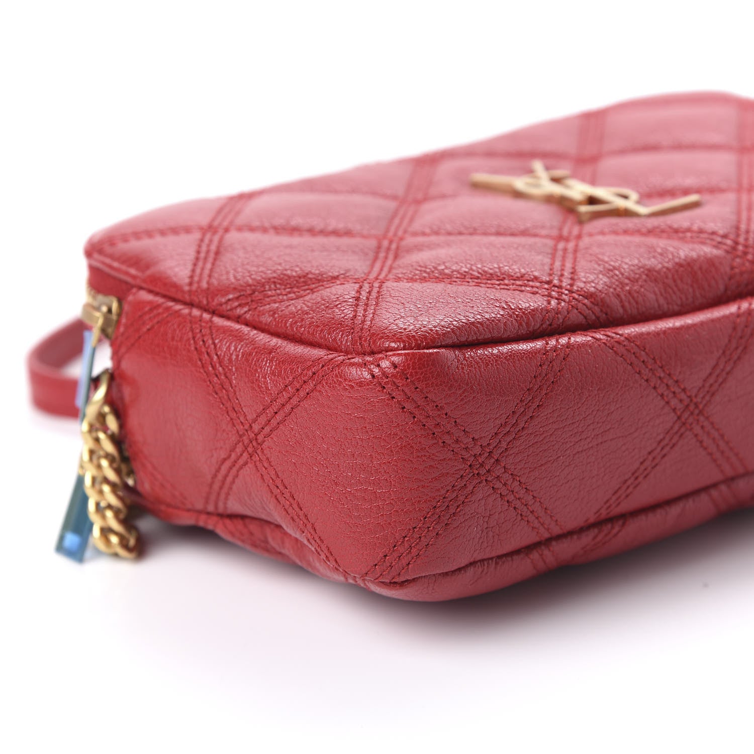 Saint Laurent Grained Lambskin Quilted Mini Becky Double Zip Bag Rouge Eros 6 of 10