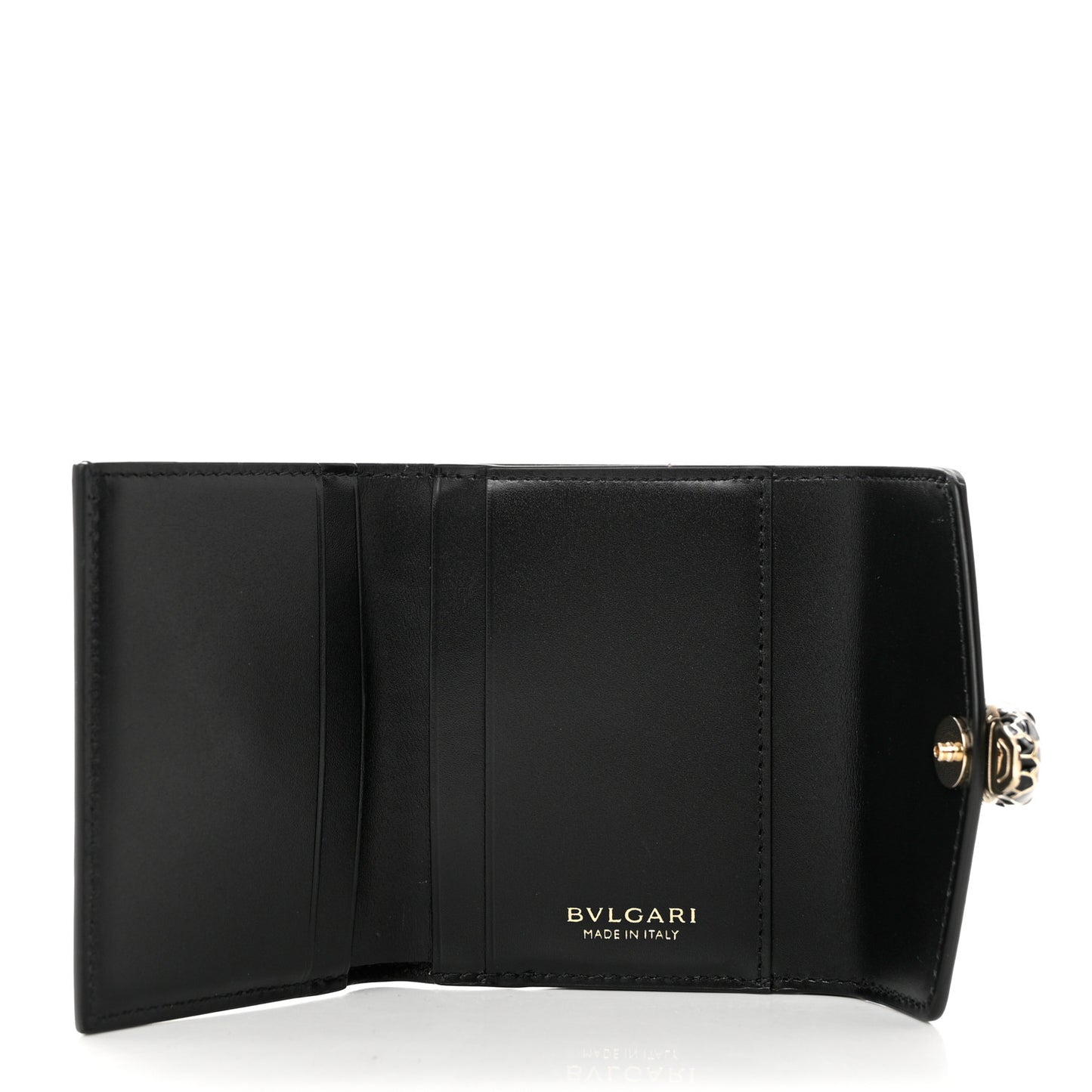Calfskin Goatskin Serpenti Forever Wallet Black