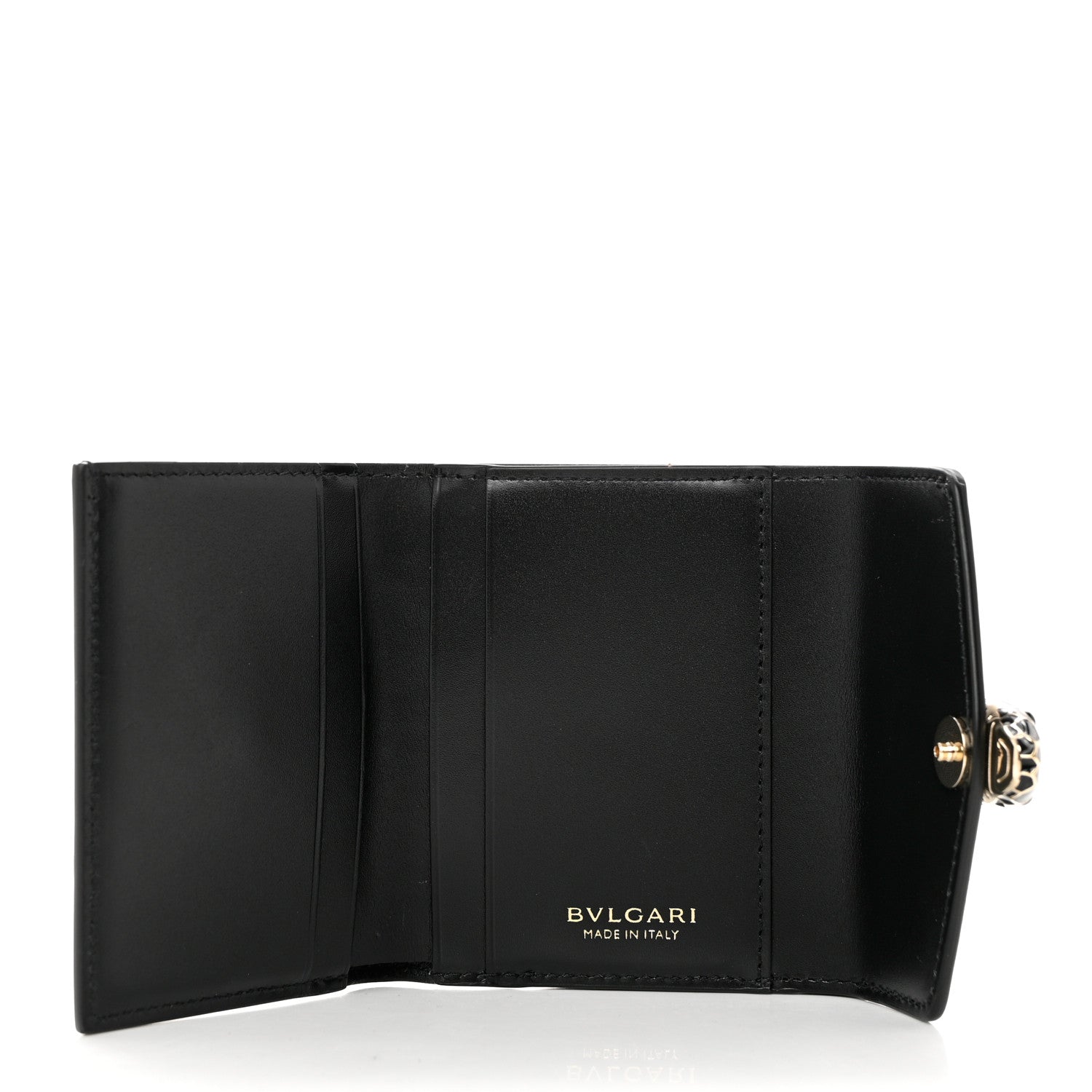Bulgari Calfskin Goatskin Serpenti Forever Wallet Black 5 of 6