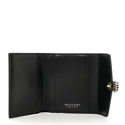 Bulgari Calfskin Goatskin Serpenti Forever Wallet Black 5 of 6