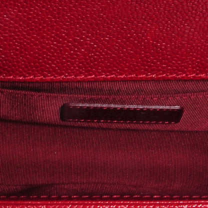 Chanel Caviar Small Boy Flap Bag Dark Red 7 of 9