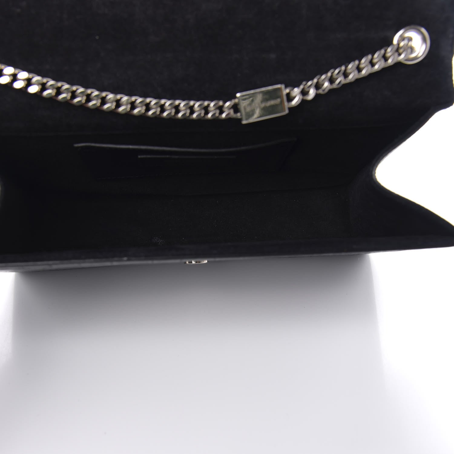 Saint Laurent Calfskin Crocodile Embossed Medium Classic Monogram Kate Tassel Satchel Black 5 of 13