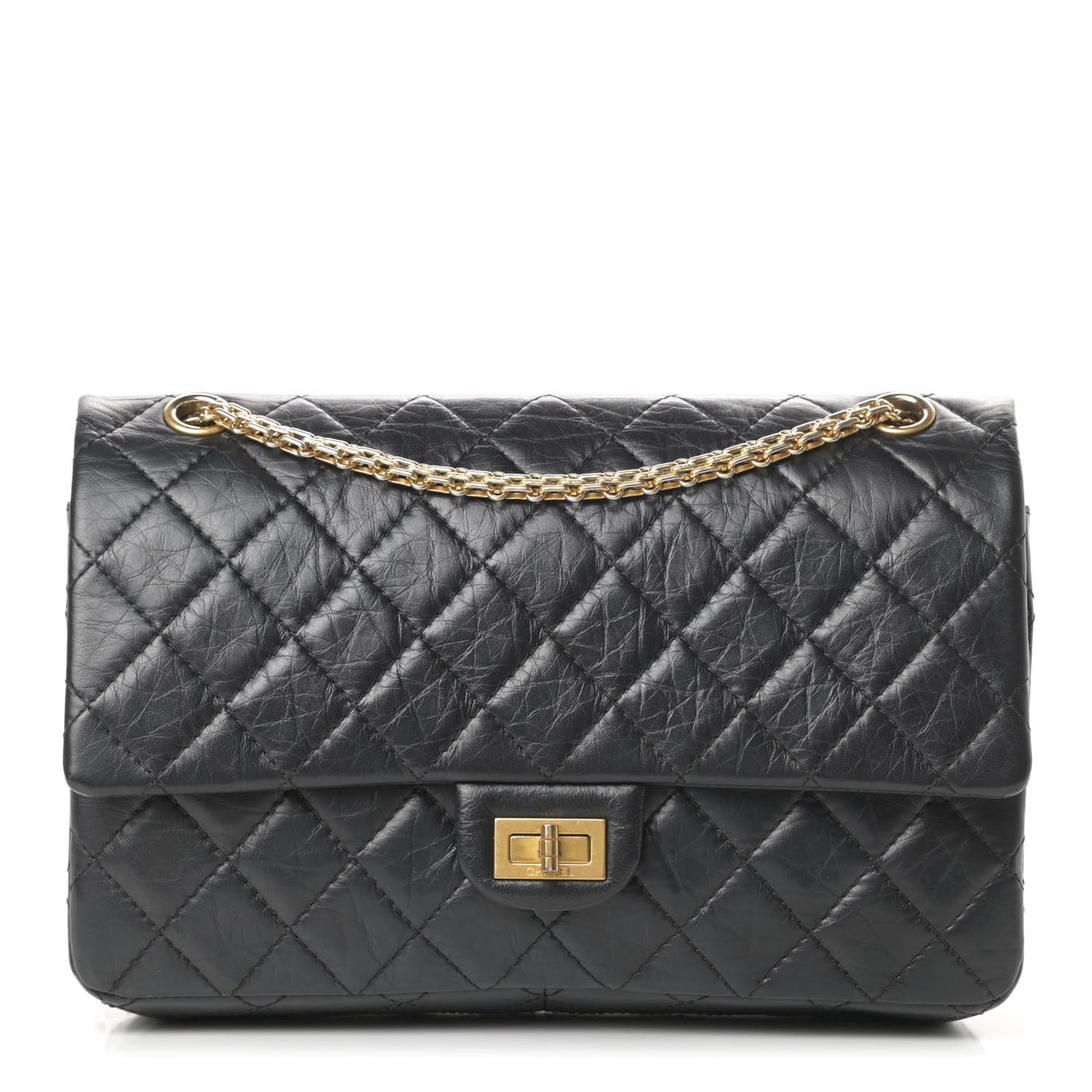 Aged Calfskin Quilted 2.55 Reissue 226 Flap Black