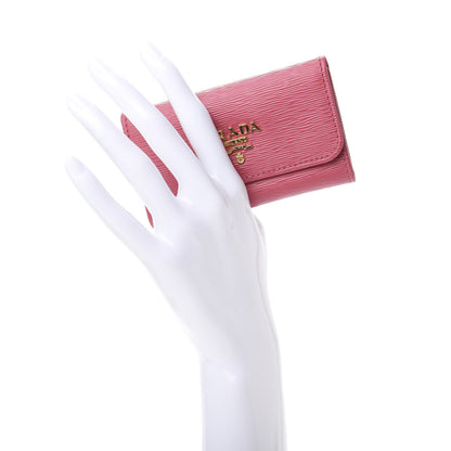 Prada Vitello Move Metal 6 Key Holder Peonia 2 of 10