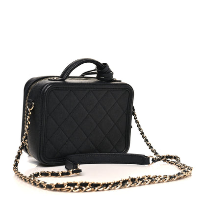 Chanel Caviar Quilted Small CC Filigree Vanity Case Black 3 of 10