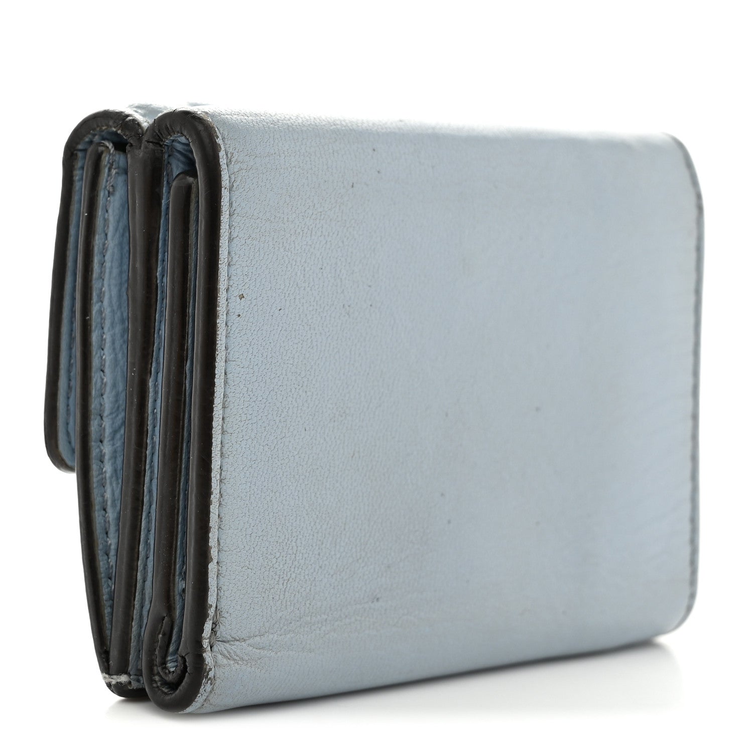 Fendi Nappa Matisse FF Diagonal Embossed Micro Tri-Fold Wallet Azzurro Polvere 3 of 8