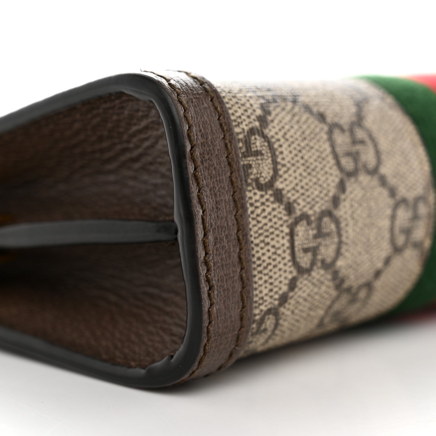 Gucci GG Supreme Monogram Textured Dollar Calfskin Web Mini Ophidia Chain Shoulder Bag Beige Ebony New Acero 9 of 12