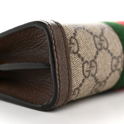 Gucci GG Supreme Monogram Textured Dollar Calfskin Web Mini Ophidia Chain Shoulder Bag Beige Ebony New Acero 9 of 12