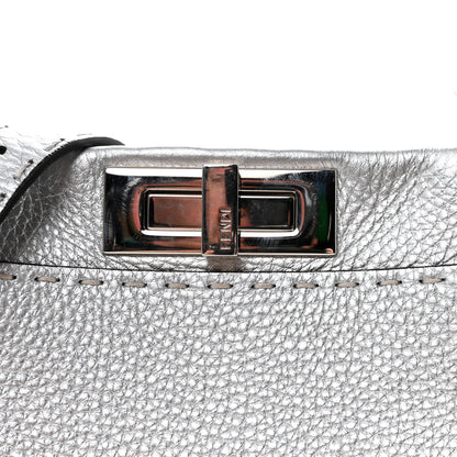 Fendi Cuoio Romano Lux Selleria Medium Peekaboo Iconic Satchel Argento 7 of 9