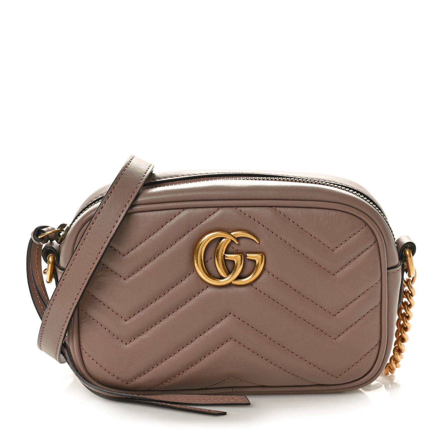 Gucci Calfskin Matelasse Mini GG Marmont Chain Shoulder Bag Porcelain Rose 1 of 10
