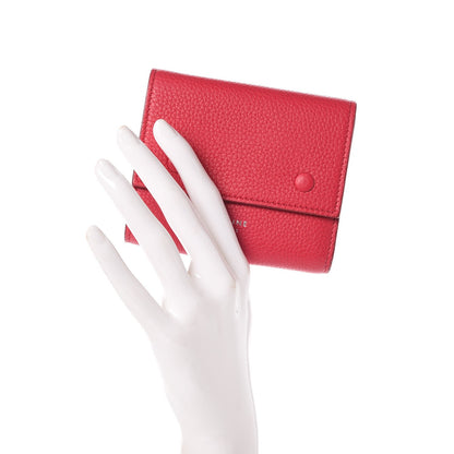 Celine Drummed Calfskin Small Multifunction Folded Wallet Dark Pink 2 of 9