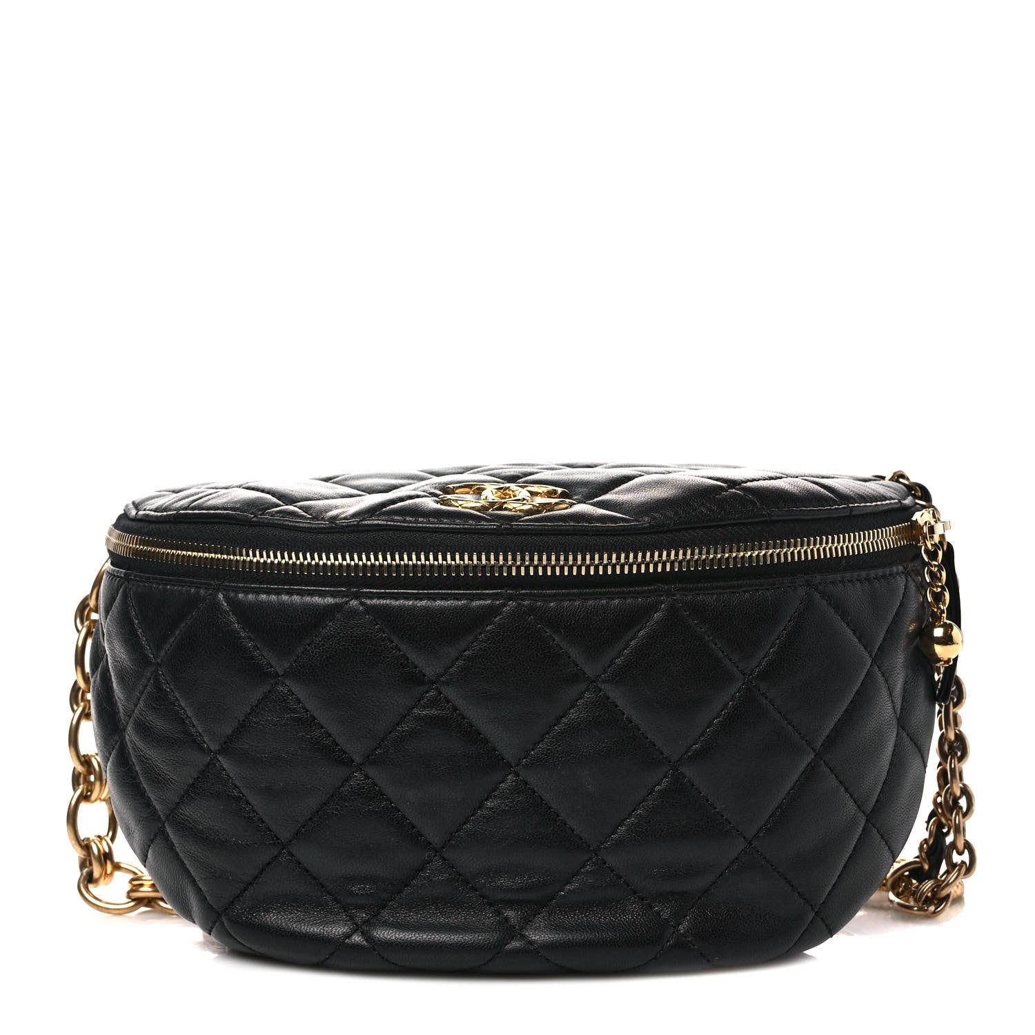 Chanel Lambskin Pearl Quilted CC Belt Bag Black 1 of 8