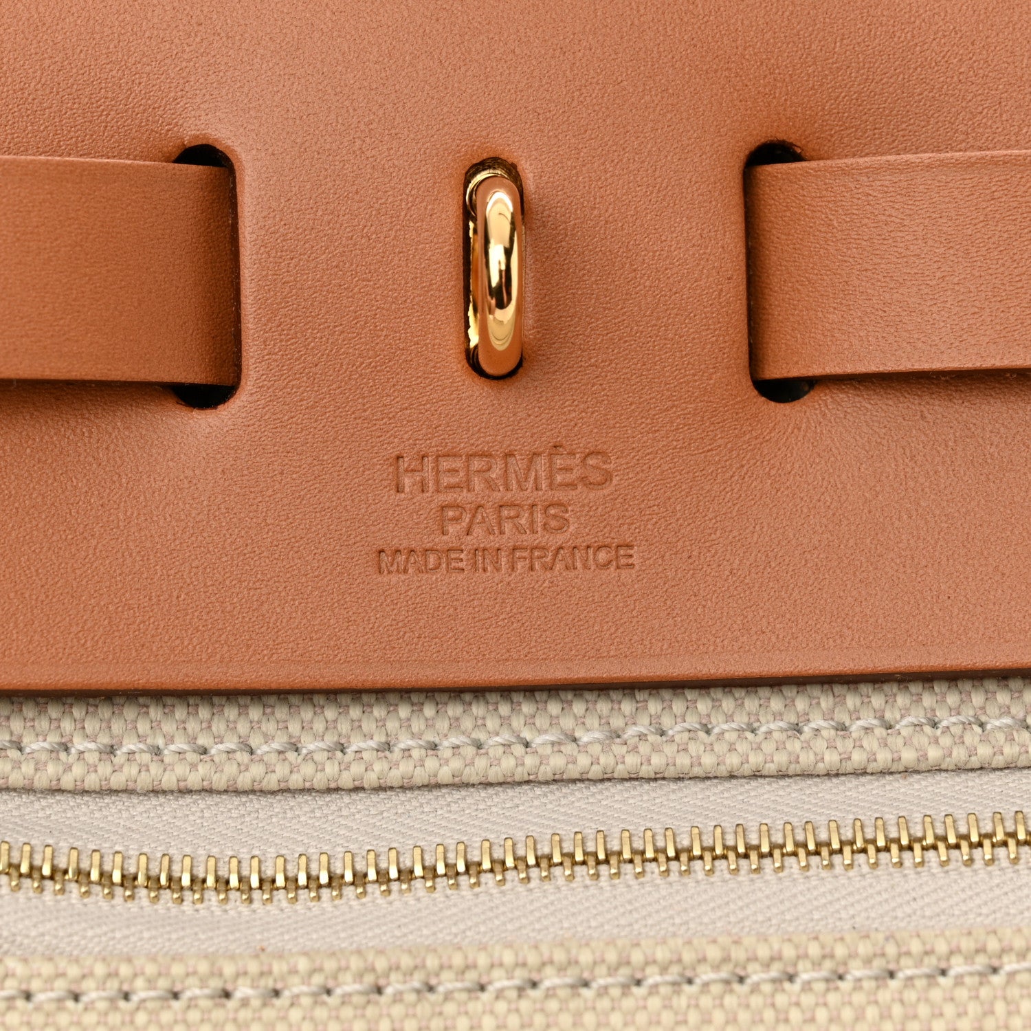 Hermes Military Toile Vache Hunter Herbag Zip Retourne 31 PM Beton Naturel 8 of 13