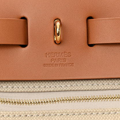 Hermes Military Toile Vache Hunter Herbag Zip Retourne 31 PM Beton Naturel 8 of 13