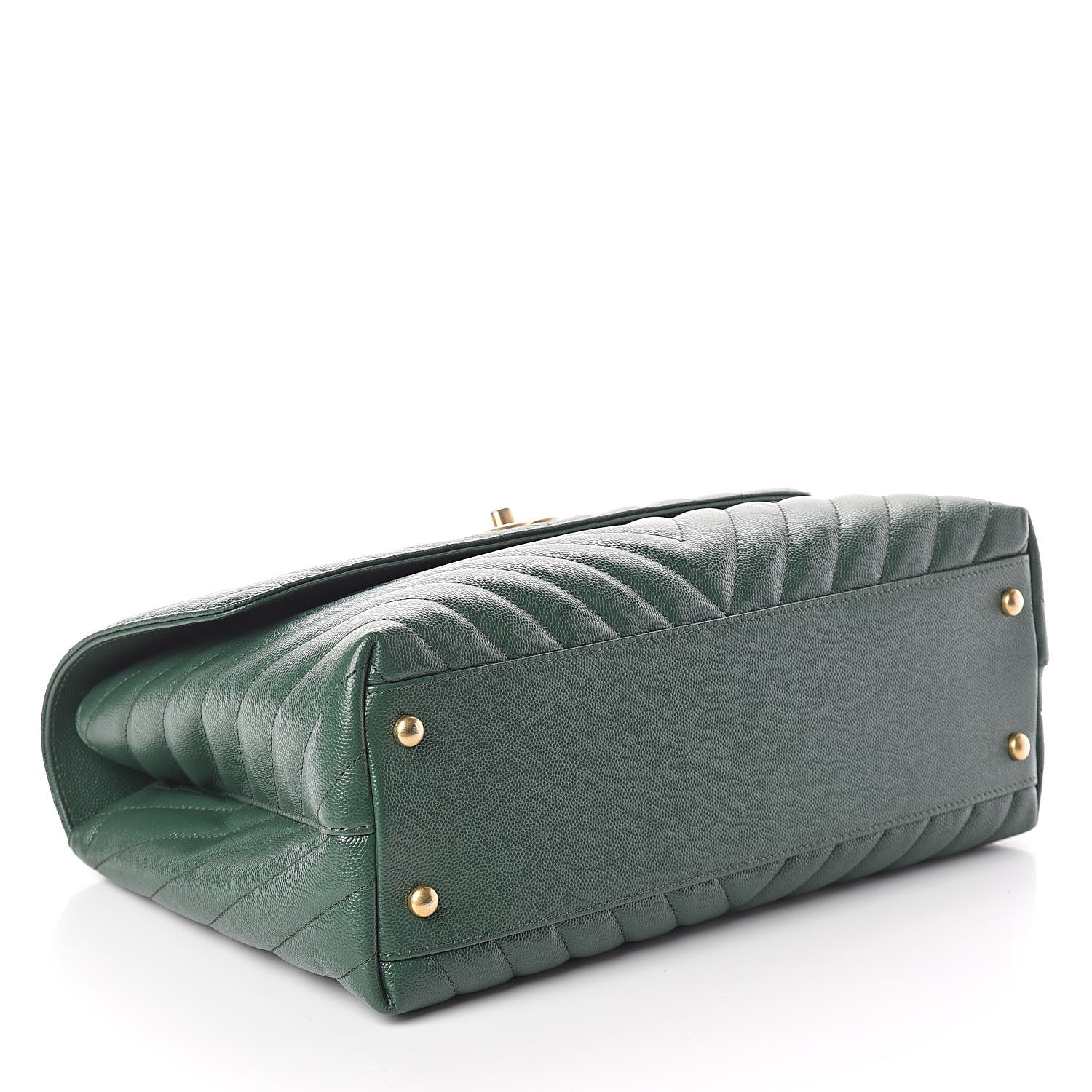 Chanel Caviar Chevron Quilted Medium Coco Handle Flap Green 4 of 10