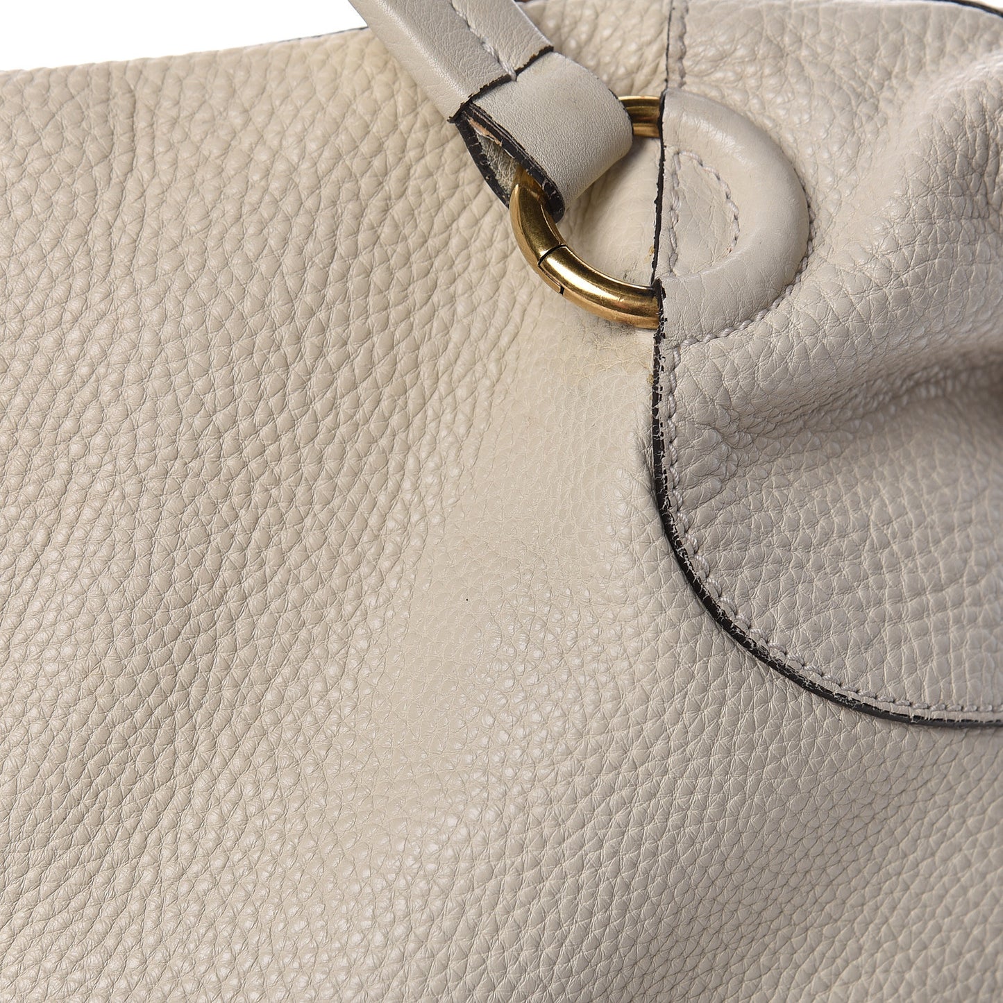 Pebbled Calfskin Twill Medium Top Handle Satchel White