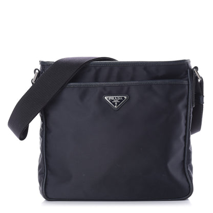 Prada Tessuto Nylon Saffiano Flat Messenger Bag Baltico 1 of 15