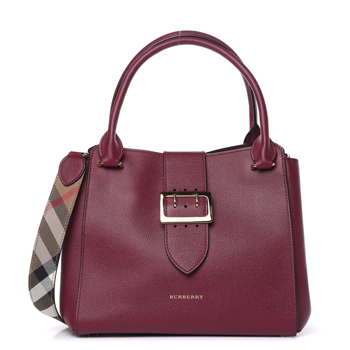 Soft Grain Medium Buckle Tote Dark Plum