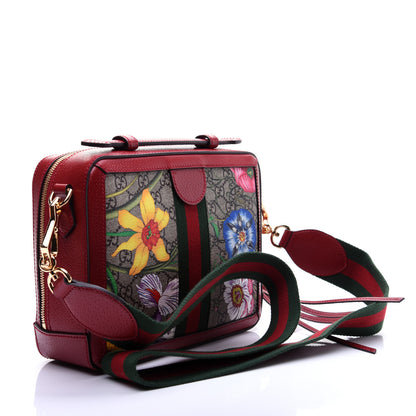 Gucci GG Supreme Monogram Flora Web Small Ophidia Top Handle Shoulder Bag Hibiscus Red 3 of 15