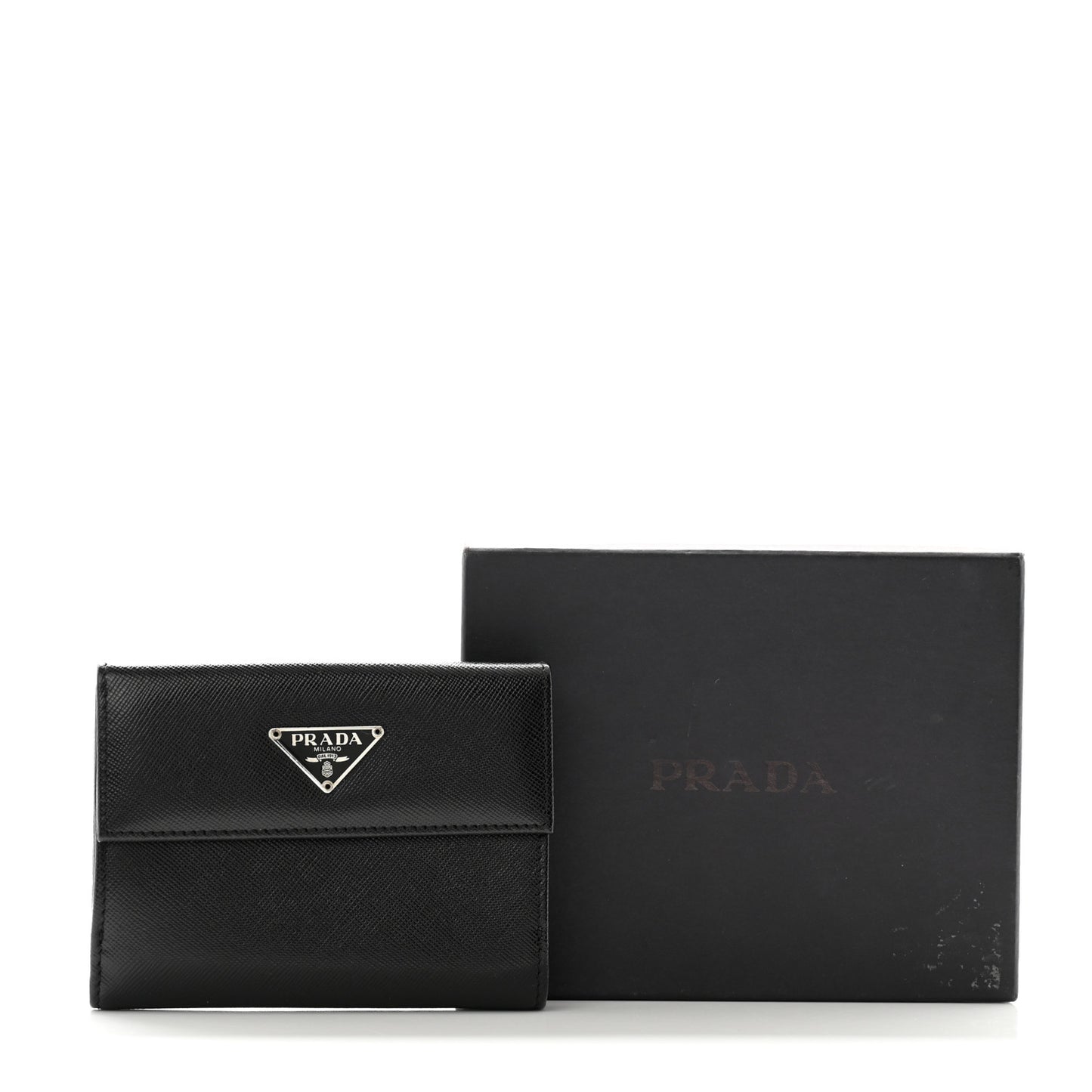 Saffiano Tri-Fold Compact Wallet Black