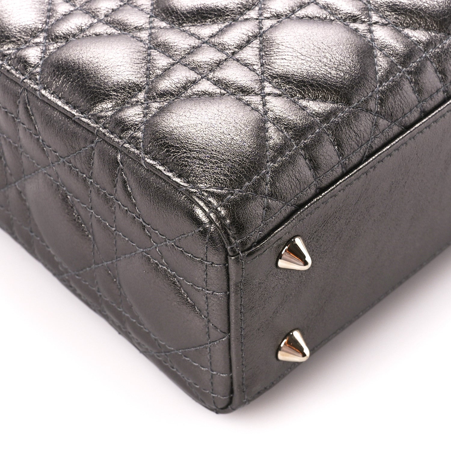 Christian Dior Lambskin Cannage Small My ABCDior Lady Dior Metallic Grey 10 of 12