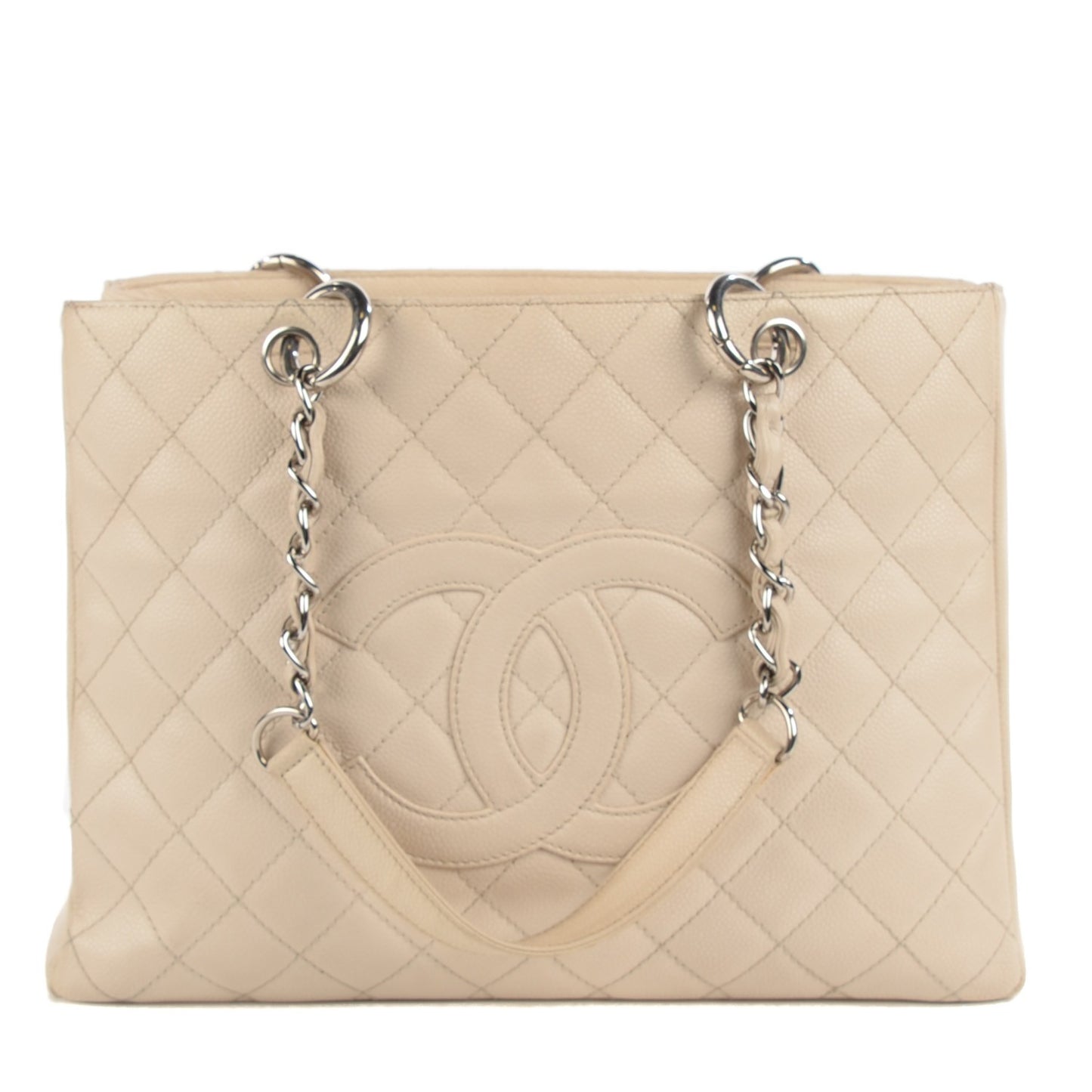 Caviar Quilted Grand Shopping Tote GST White