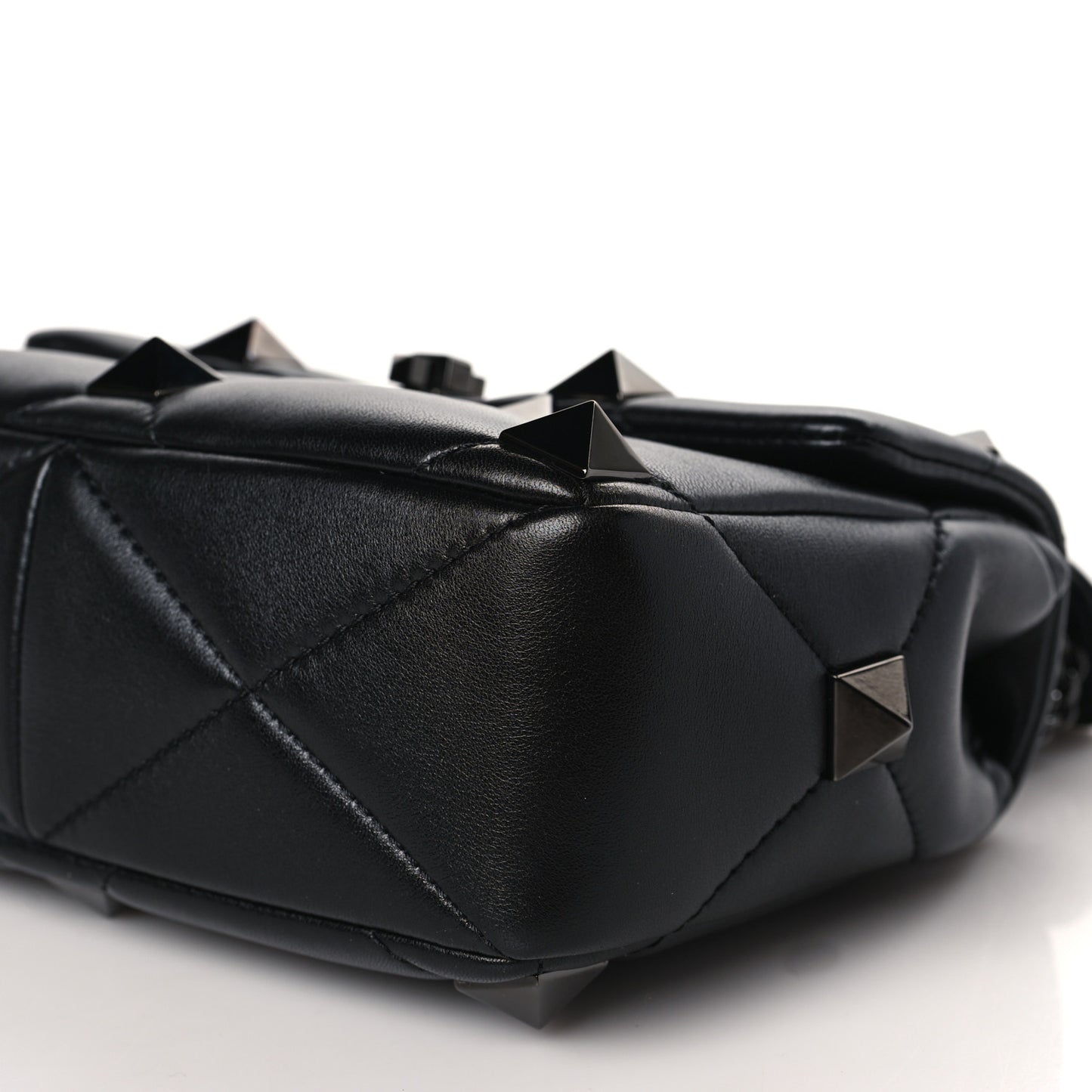 Nappa Monochrome Medium Roman Stud Shoulder Bag Black