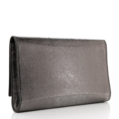 Saint Laurent Metallic Calfskin Large Belle De Jour Clutch Dark Silver 3 of 8