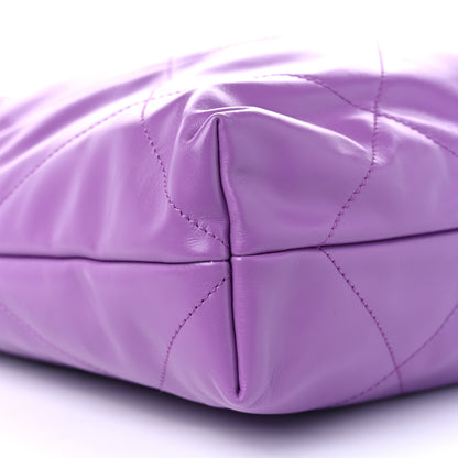 Chanel Shiny Calfskin Quilted Chanel 22 Drawstring Bag Purple 10 of 12